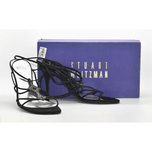 C5 Auth STUART WEITZMAN Wicked Black Peau Strappy Heels Sandals Size 10M